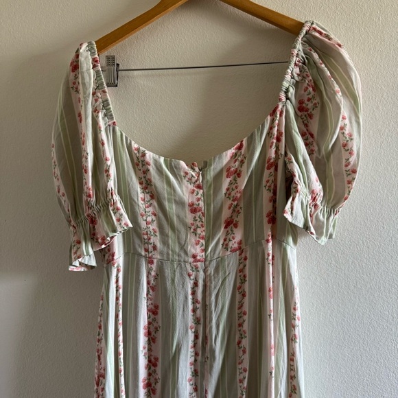 NWT WeWoreWhat Rosewood Victorian Floral Striped Puff Sleeve Midi Dress size 10 - Picture 10 of 10